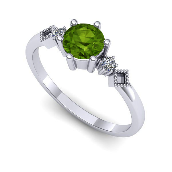 Inel din aur alb cu peridot