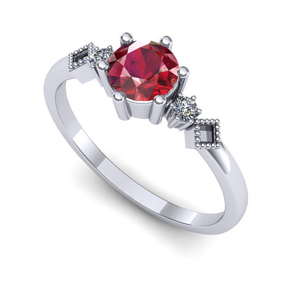 Inel de logodna din aur alb cu rubin