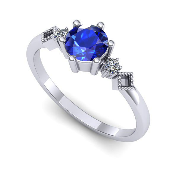 Inel logodna din aur alb cu safir