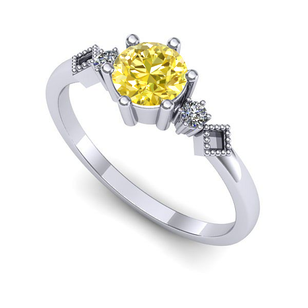 Inel din aur alb cu safir galben