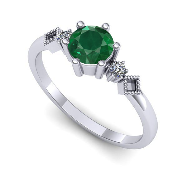 Inel de logodna din aur alb cu smarald