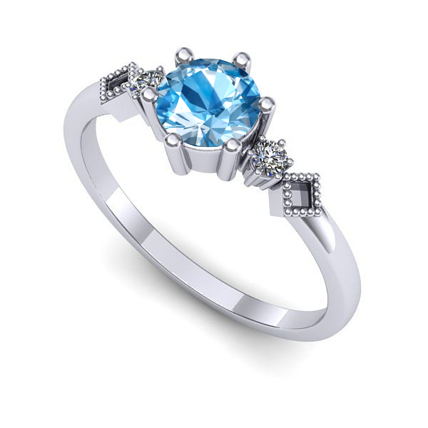 Inel logodna din aur alb cu topaz blue