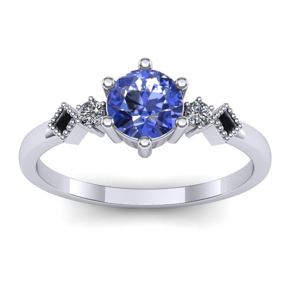 Inel logodna cu tanzanit rotund