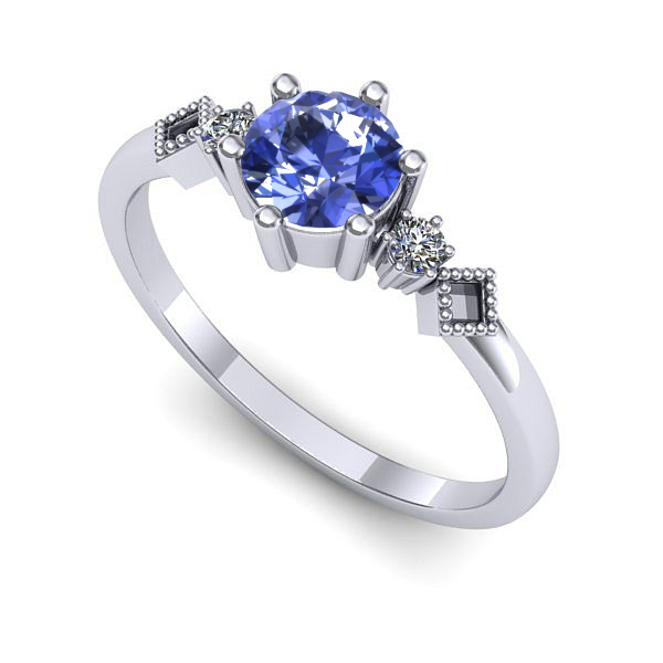 Inel de logodna din aur alb cu tanzanit