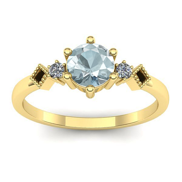 Inel de logodna cu aquamarin rotund