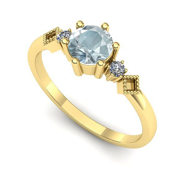 Inel din aur galben cu aquamarin