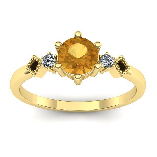 Inel cu citrin rotund