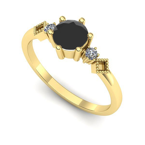 Inel logodna din aur galben cu diamant negru