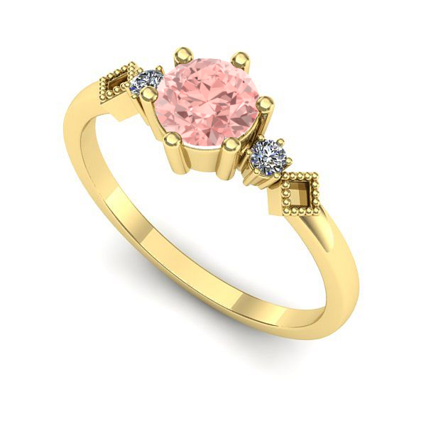 Inel din aur galben cu diamant de laborator roz