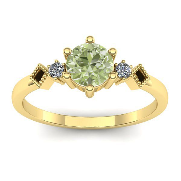 Inel de logodna cu diamant de laborator verde rotund