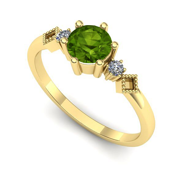 Inel din aur galben cu peridot