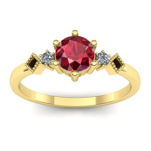 Inel de logodna cu rubin rotund