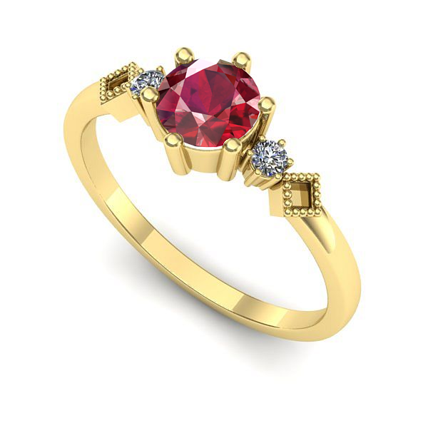 Inel logodna din aur galben cu rubin