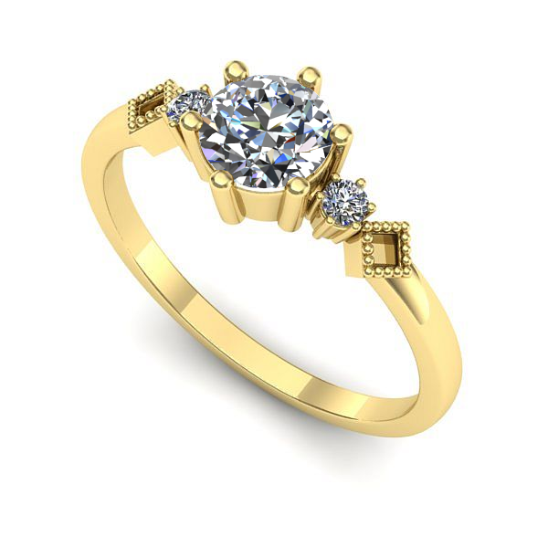 Inel din aur galben cu safir alb