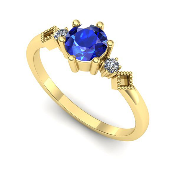 Inel din aur galben cu safir