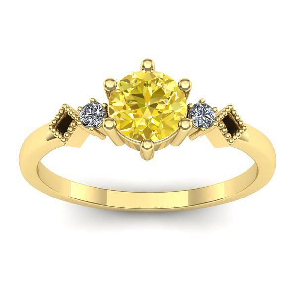 Inel cu safir galben rotund