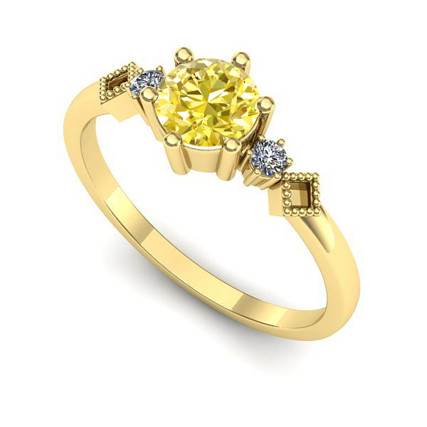 Inel logodna din aur galben cu safir galben