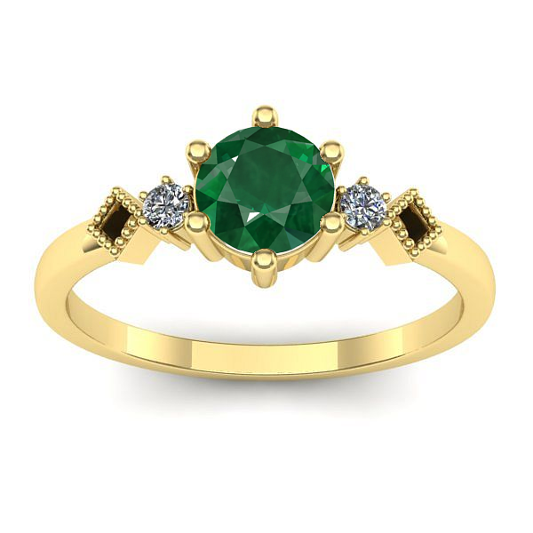Inel logodna cu smarald rotund