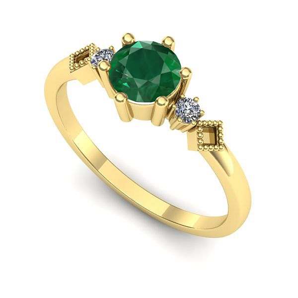 Inel din aur galben cu smarald