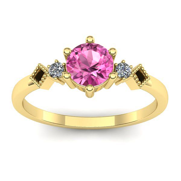 Inel de logodna cu safir roz rotund