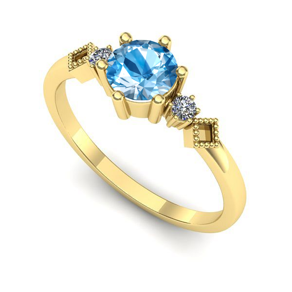 Inel de logodna din aur galben cu topaz blue