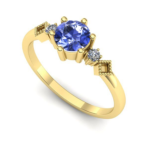 Inel din aur galben cu tanzanit