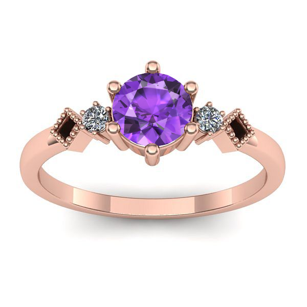 Inel logodna cu ametist rotund