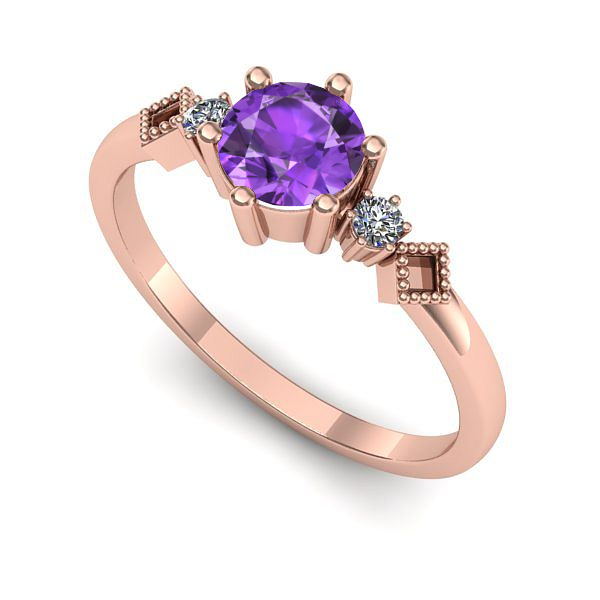 Inel din aur roz cu ametist