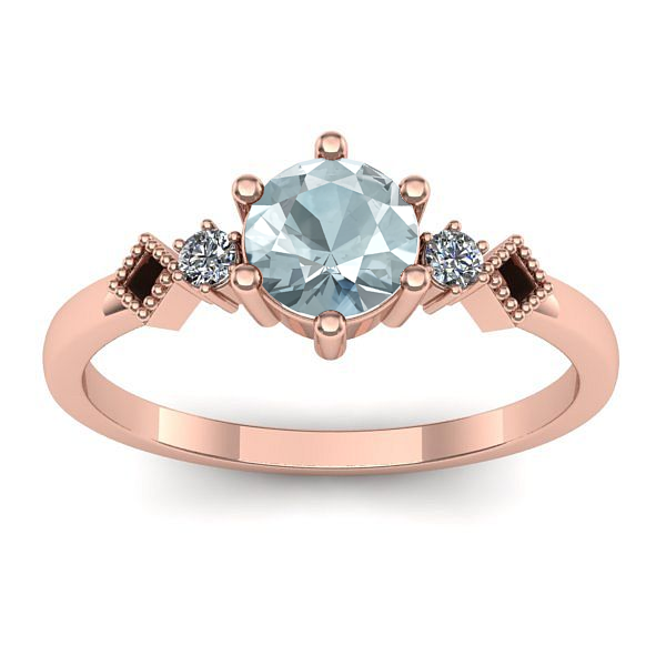 Inel cu aquamarin rotund