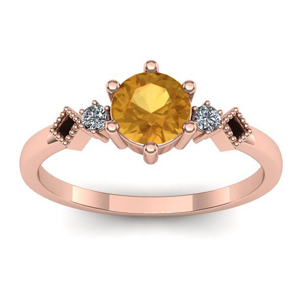 Inel logodna cu citrin rotund