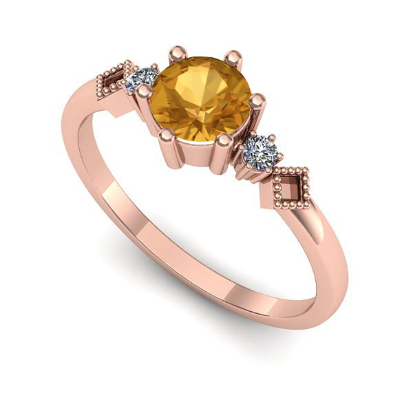 Inel din aur roz cu citrin
