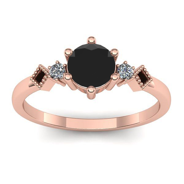 Inel de logodna cu diamant negru rotund