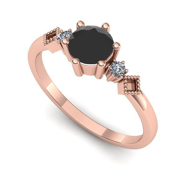 Inel logodna din aur roz cu diamant negru