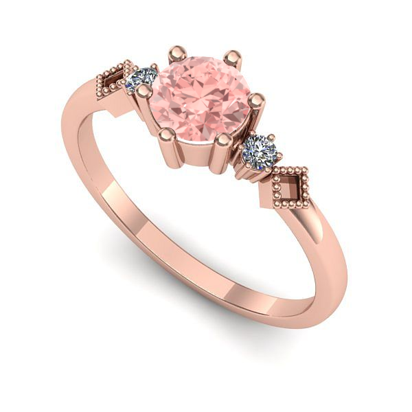 Inel logodna din aur roz cu diamant de laborator roz