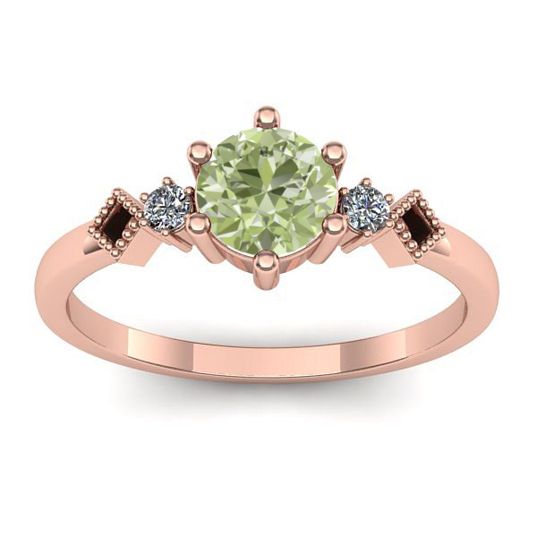 Inel de logodna cu diamant de laborator verde rotund