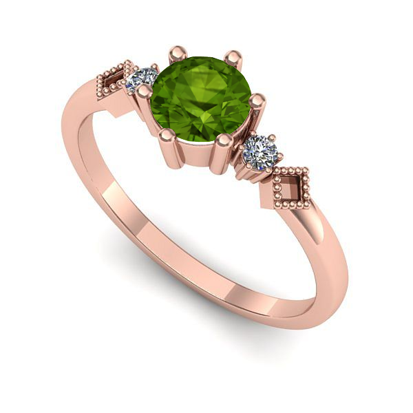 Inel de logodna din aur roz cu peridot