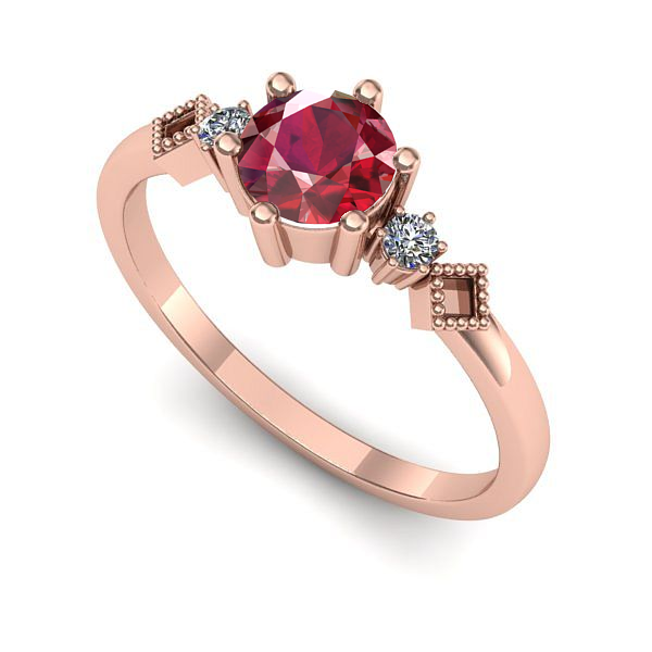 Inel de logodna din aur roz cu rubin