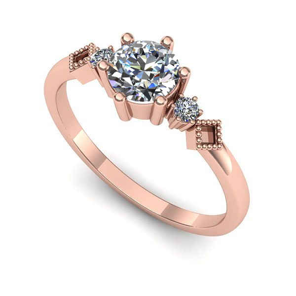 Inel logodna din aur roz cu safir alb