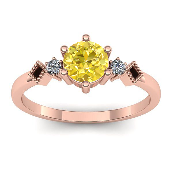 Inel cu safir galben rotund