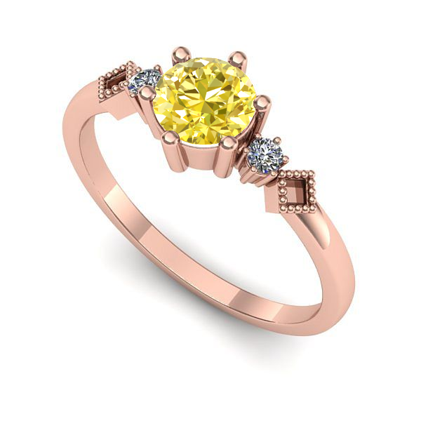 Inel logodna din aur roz cu safir galben