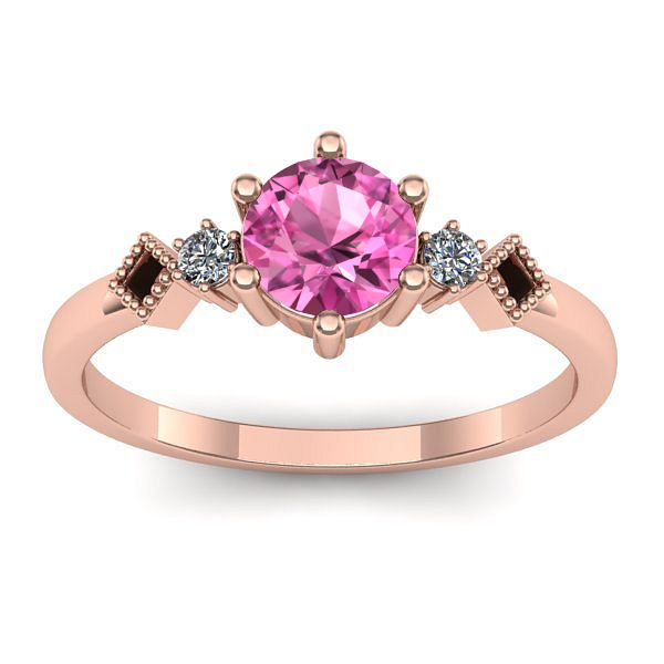 Inel cu safir roz rotund
