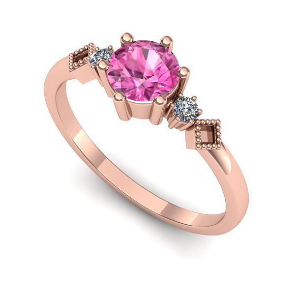 Inel din aur roz cu safir roz