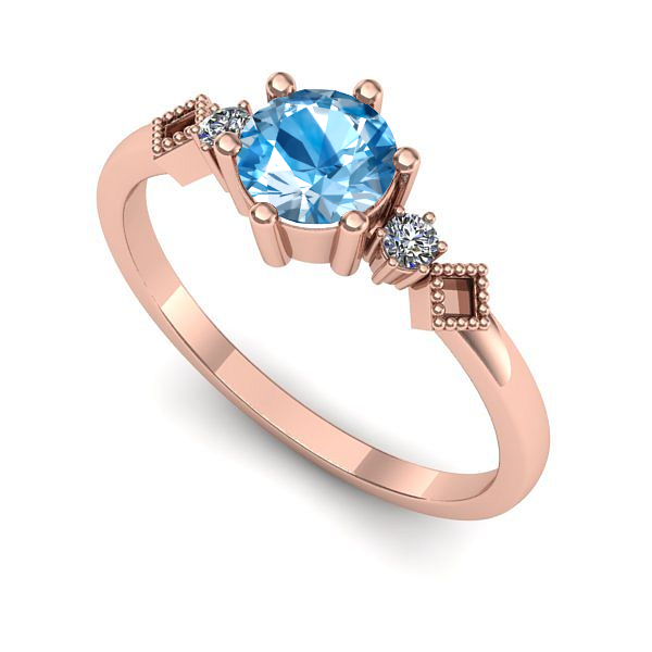 Inel din aur roz cu topaz blue