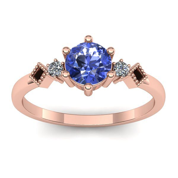 Inel logodna cu tanzanit rotund