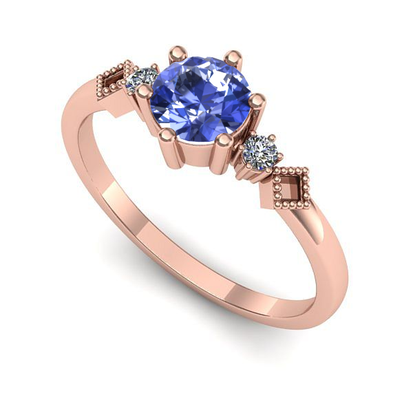 Inel logodna din aur roz cu tanzanit