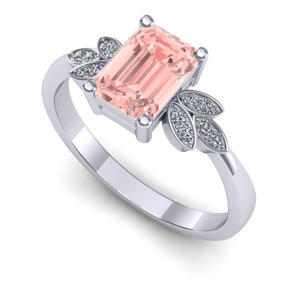 Inel logodna din aur alb cu diamant de laborator roz