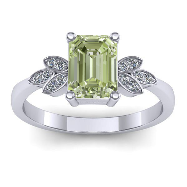 Inel de logodna cu diamant de laborator verde dreptunghiular