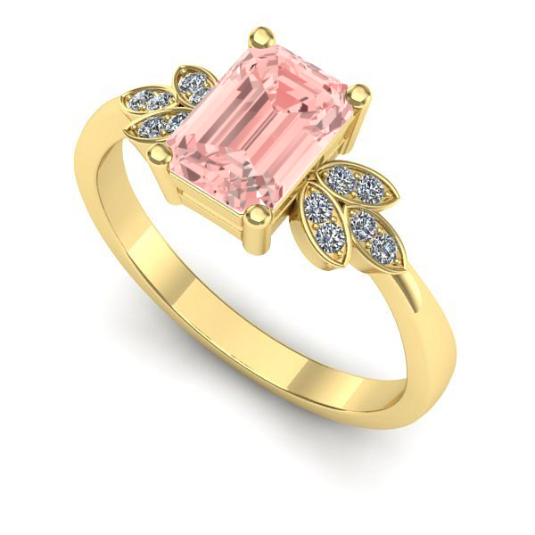 Inel de logodna din aur galben cu diamant de laborator roz