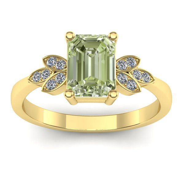 Inel de logodna cu diamant de laborator verde dreptunghiular