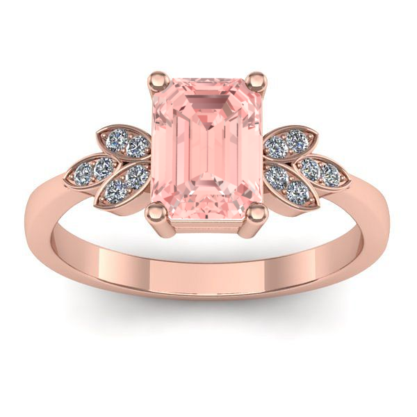 Inel de logodna cu diamant de laborator roz dreptunghiular